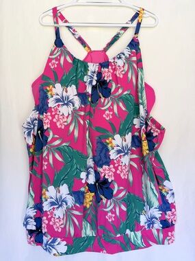 Cacique Fuchsia Tropical Floral One-Piece Bodysuit